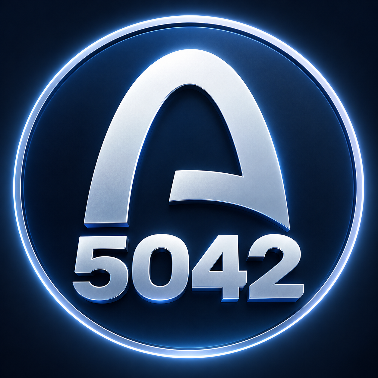 5042 circular blue and silver emblem